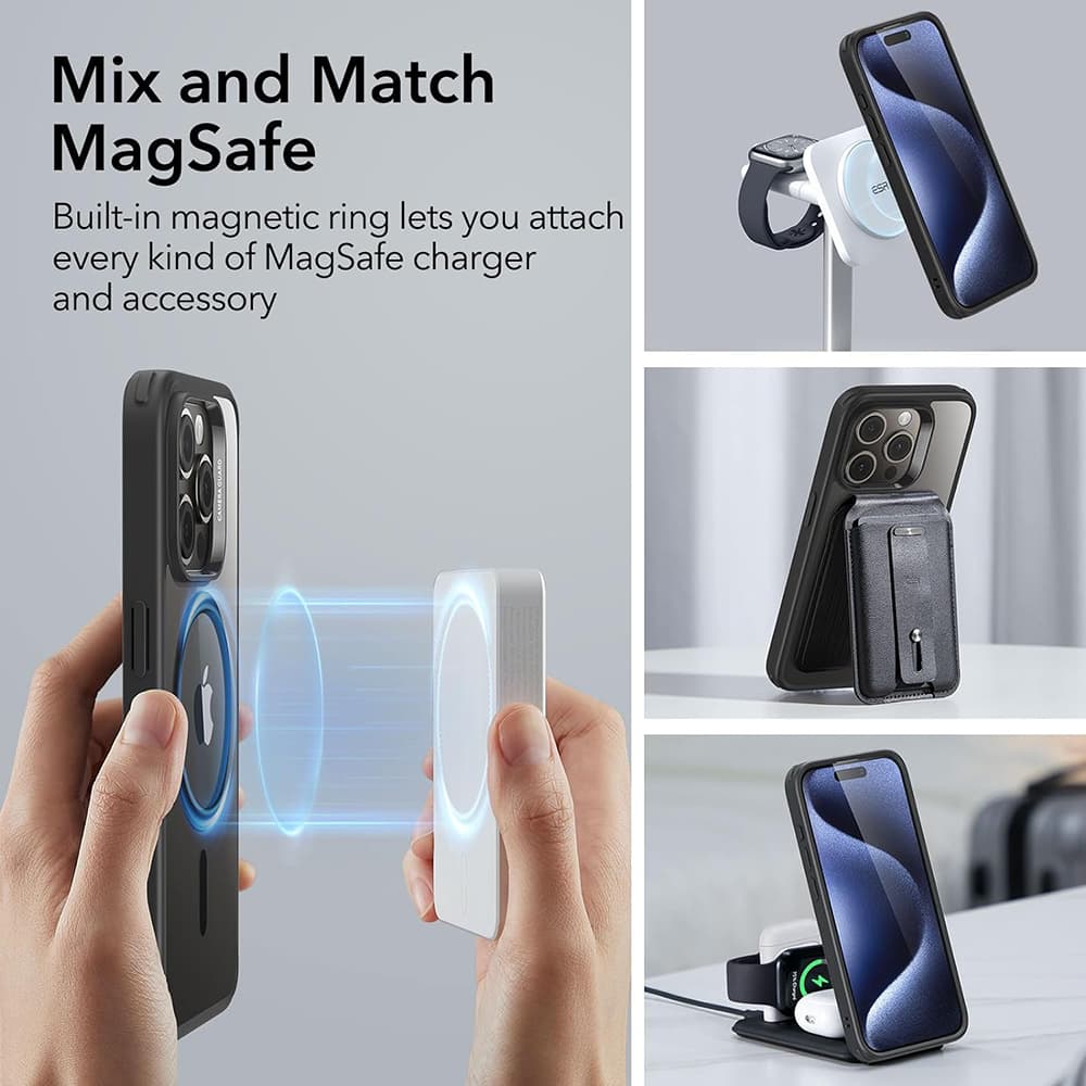 ESR Classic Hybrid HaloLock iPhone 15 Pro Max Čirá černá - náhled 5