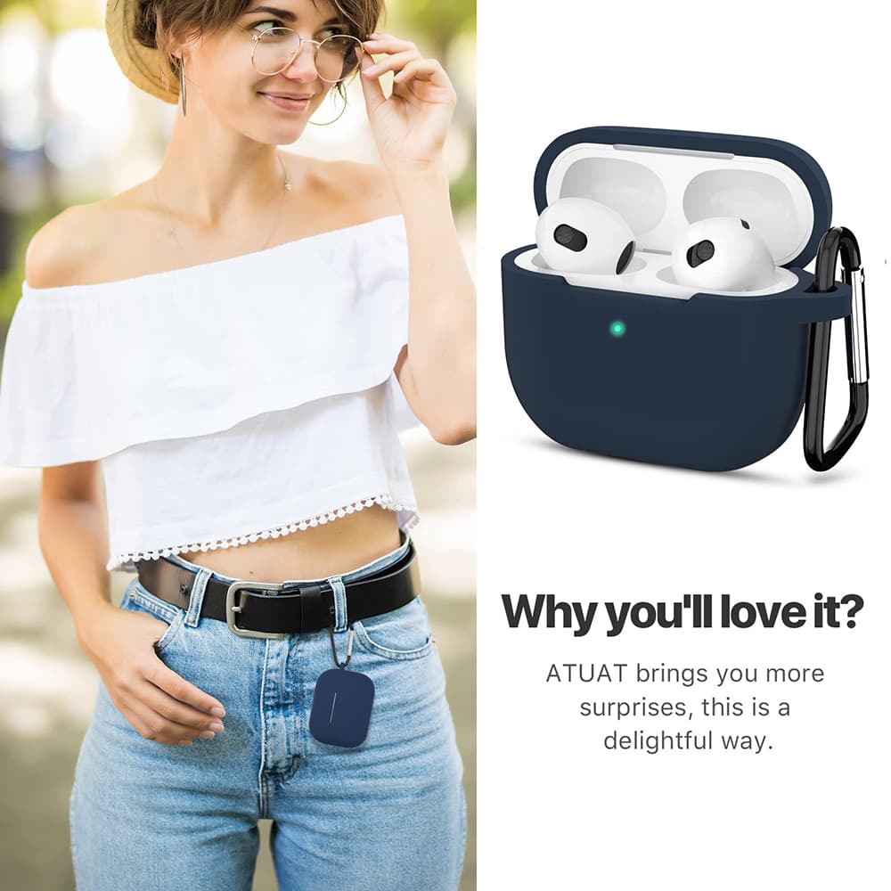 Techsuit Silikonové pouzdro Apple AirPods 3 Námořnická modrá - náhled 5