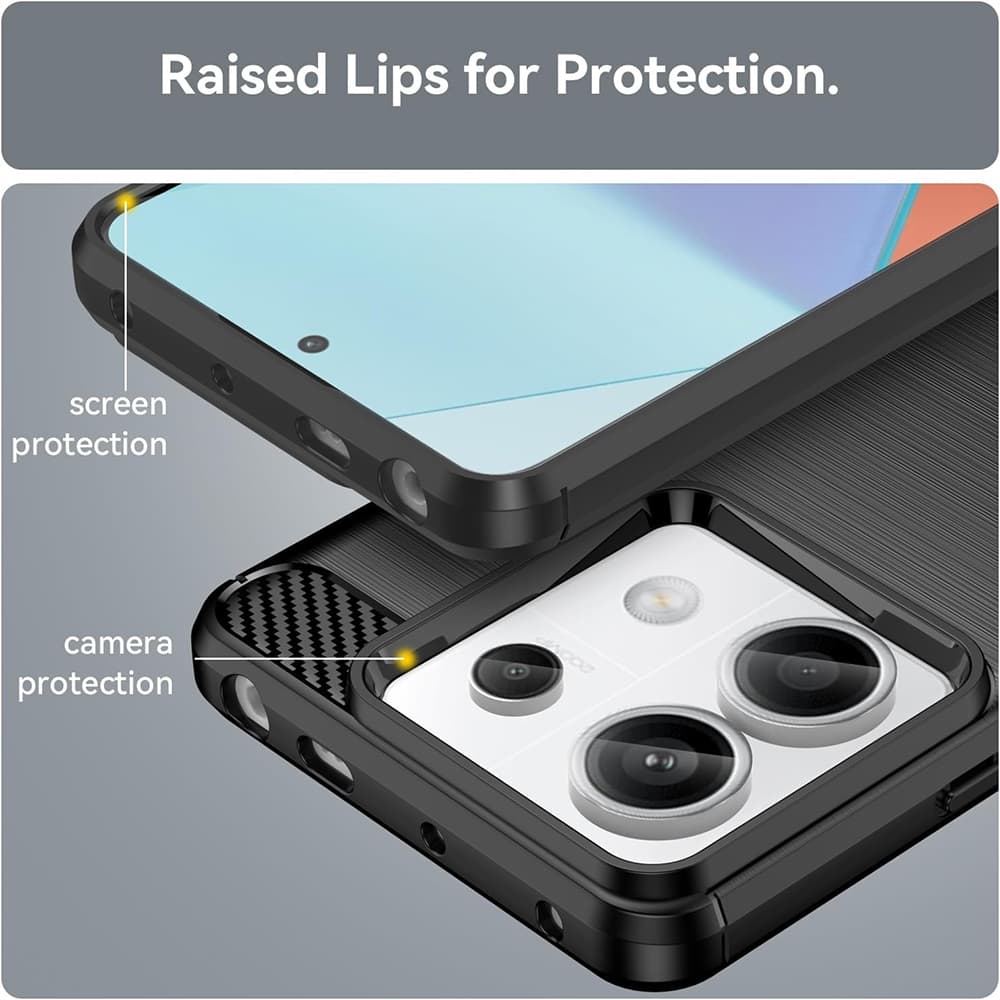 Techsuit Karbon Silikon Kryt Xiaomi Redmi 13C 4G 5G Poco C65 Černý - náhled 5