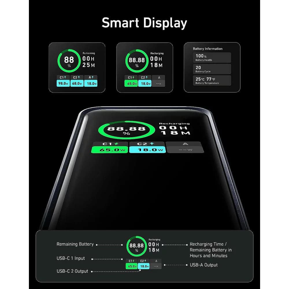 Anker Power Bank Prime A1336011 20000mAh 200W Displej Černá - náhled 5