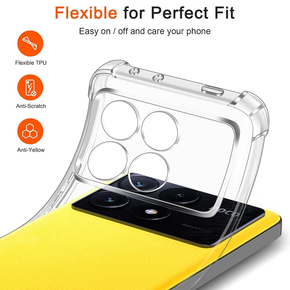 Techsuit Nárazuvzdorný Průhledný Silikon Xiaomi Poco X6 Pro Clear - náhled 5