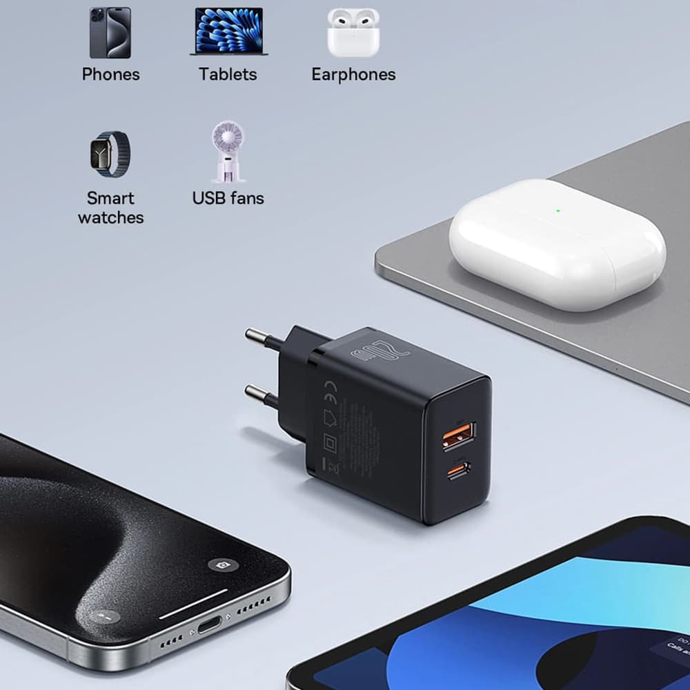 Baseus Nástěnná nabíječka USB Type-C Fast Charge 20W Bílá - náhled 5