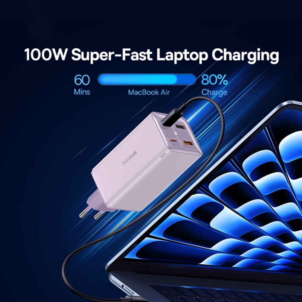 Baseus Nástěnná nabíječka GaN6 Pro 2xUSB 2xType-C 100W Fialová - náhled 5