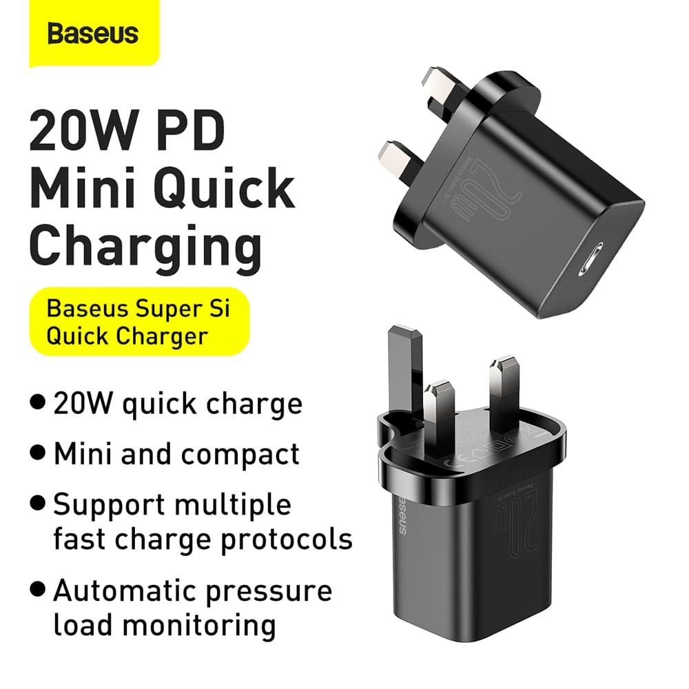 Baseus Super Si rychlonabíječka 20W Type-C Black - náhled 5