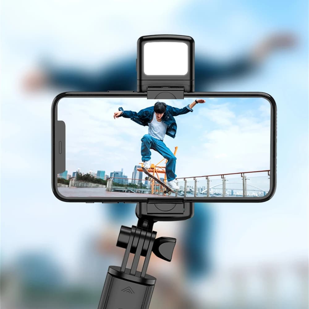 Techsuit Mini Selfie Tyč S03-S Stativ Bluetooth LED 67cm Černá - náhled 5
