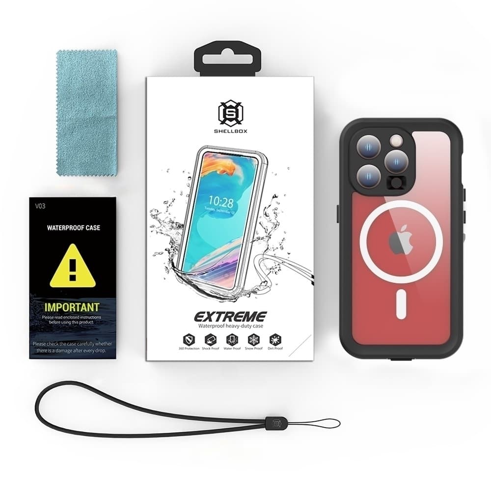 ShellBox Vodotěsné IP68 MagSafe pouzdro iPhone 15 Pro Černé - náhled 5