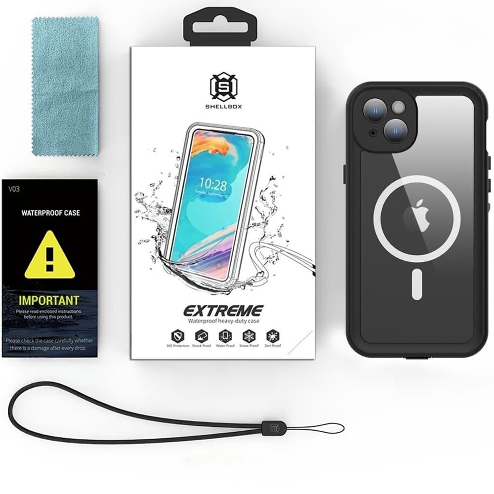 ShellBox Vodotěsné IP68 MagSafe pouzdro iPhone 15 Plus Černé - náhled 5