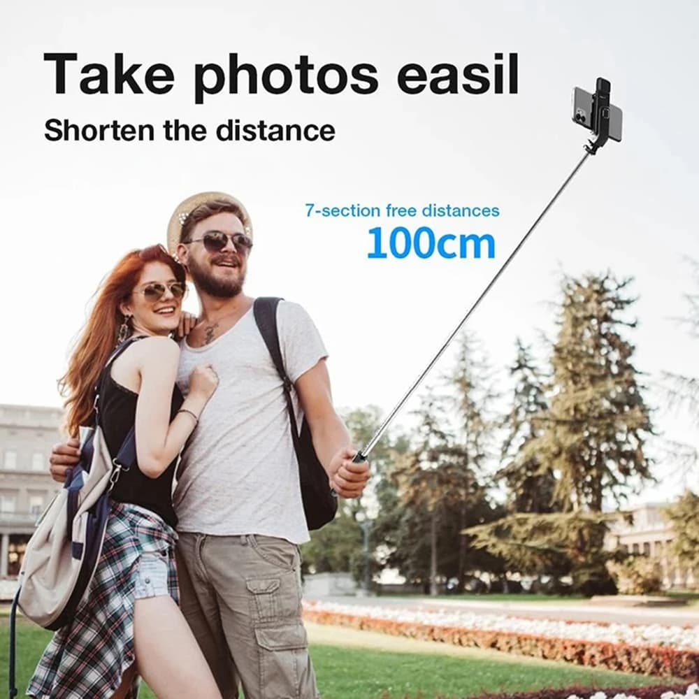 Techsuit Selfie tyč L02s Bluetooth přisvětlení 104cm Černá - náhled 5