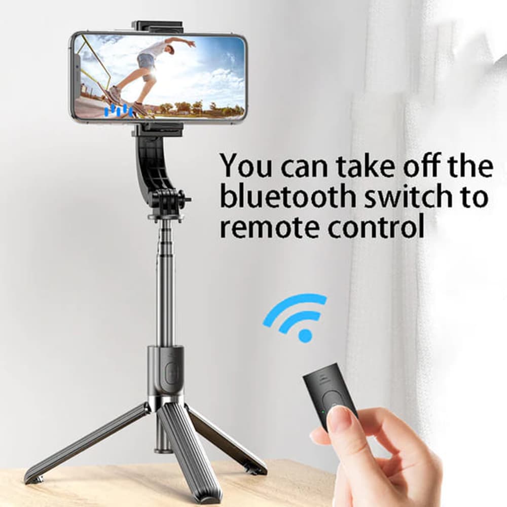 Techsuit L08 Selfie tyč Gimbal stativ Bluetooth 360 86cm Černá - náhled 5