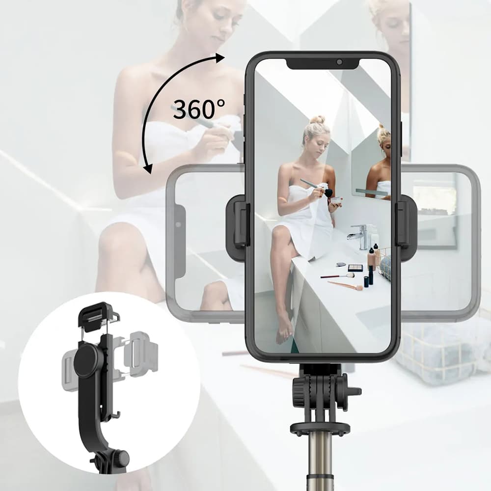 Techsuit Selfie tyč Q03 Stativ Bluetooth 74cm Černá - náhled 5