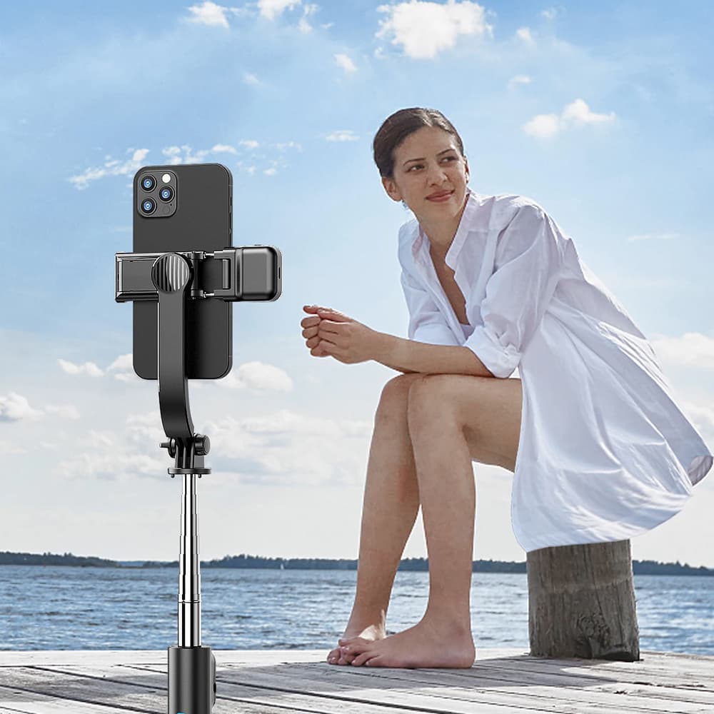 Techsuit Selfie tyč C01s stativ Bluetooth světlo 107cm černá - náhled 5