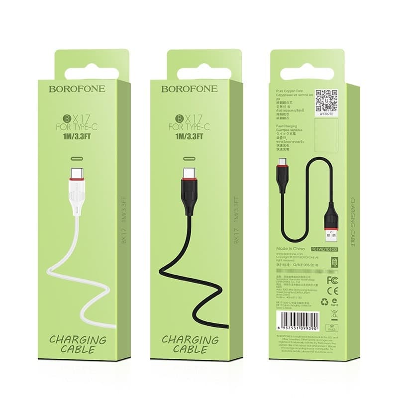 Kabel Borofone BX17 Enjoy - USB na typ C - 3A 1 metr bílý - náhled 5