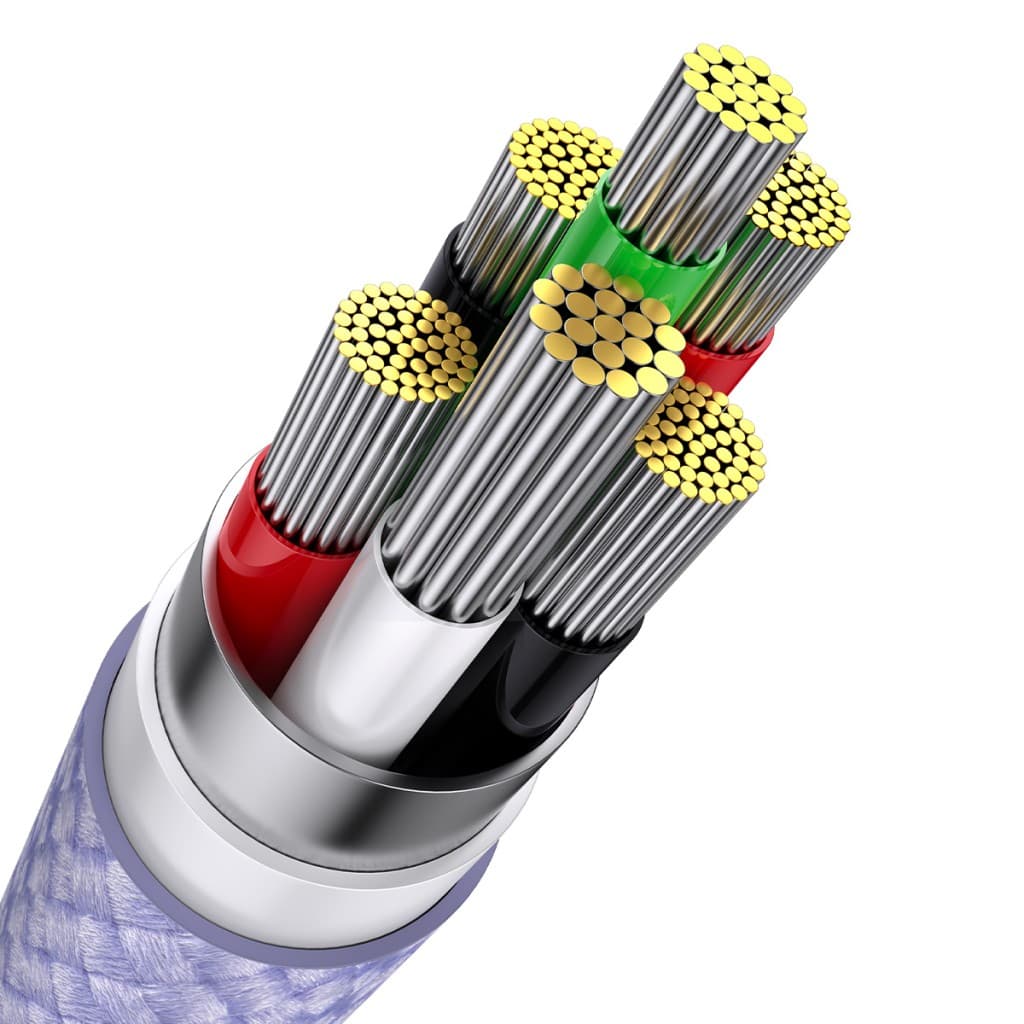 Kabel Baseus Flash Series II 3 v 1 - USB Type C, Lightning, Micro USB - 66W 6A 1,2 metru (CASS040005) fialový - náhled 5