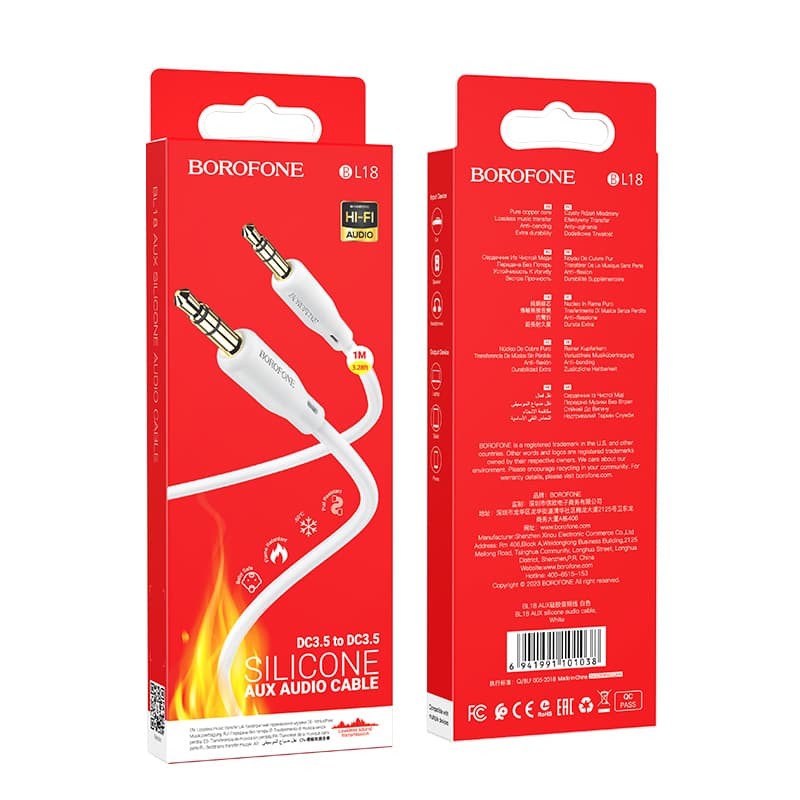Audio kabel Borofone BL18 jack 3,5 mm na jack 3,5 mm bílý - náhled 5