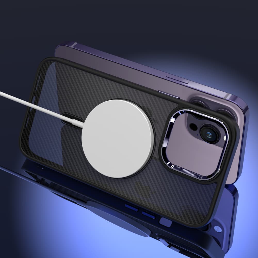 Tel Protect Magnetic Carbon Case pro Iphone 13 Pro Black-purple - náhled 5