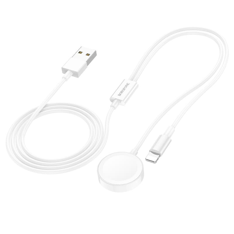 Bezdrátová nabíječka Borofone BQ22 2v1 pro mobilní telefon - iWatch bílá - náhled 5