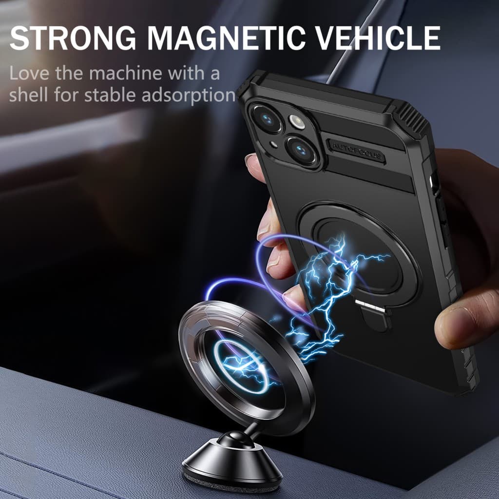 Tel Protect Armor Magsafe Metal Ring Case pro Iphone 15 Plus černý - náhled 5