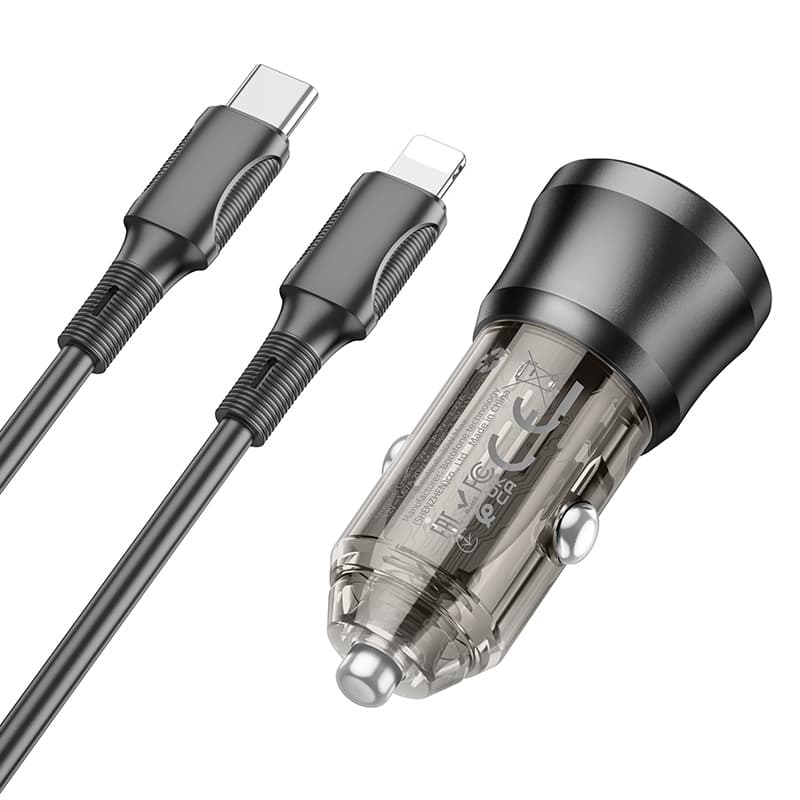 Rychlonabíječka do auta Borofone BZ24 vč. datového kabelu Lightning 20W černá - náhled 5