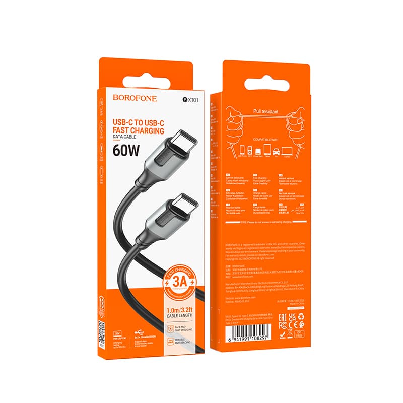 Borofone kabel BX101 Creator - typ C na typ C - 60W 3A 1 metr černý - náhled 5
