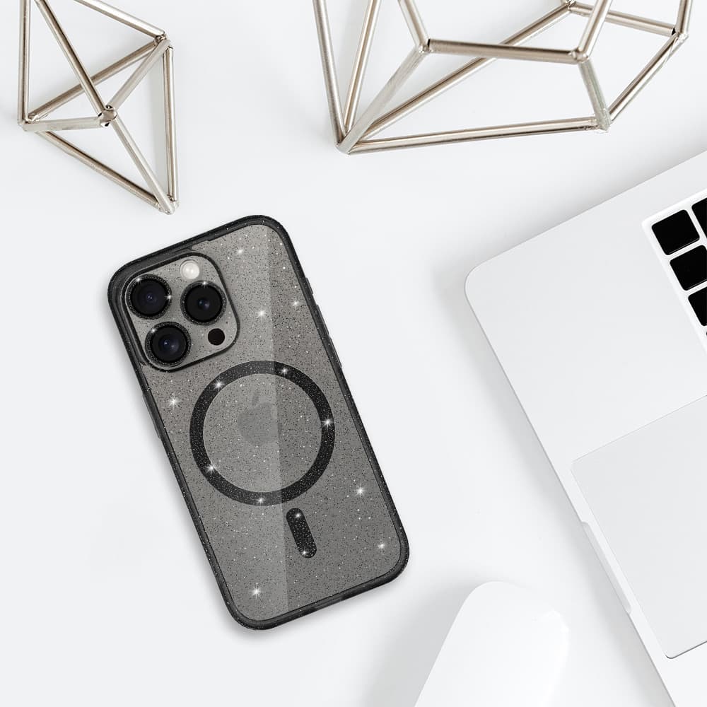 Glitter Magsafe Case pro iPhone 11 černé čiré - náhled 5