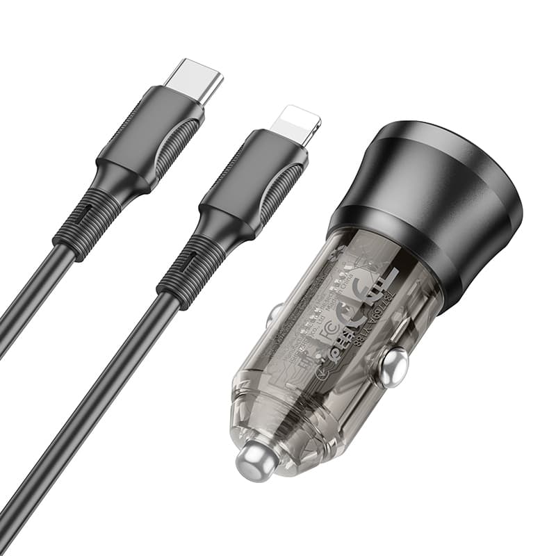 Rychlonabíječka do auta Borofone BZ25 vč. datového kabelu Lightning 38W Dual černá - náhled 5