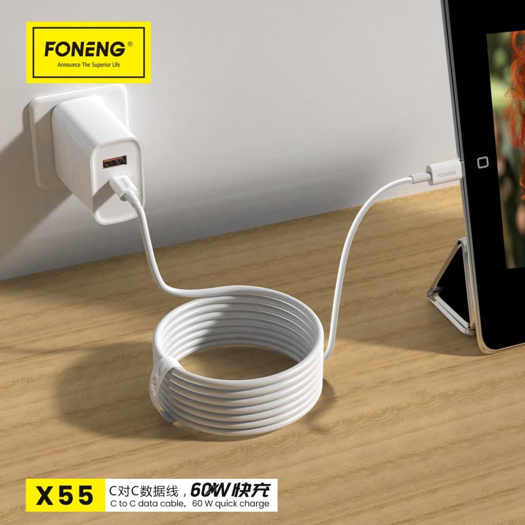 Foneng Kabel X55 - Typ C na typ C - PD 60W 2 metry bílý - náhled 5