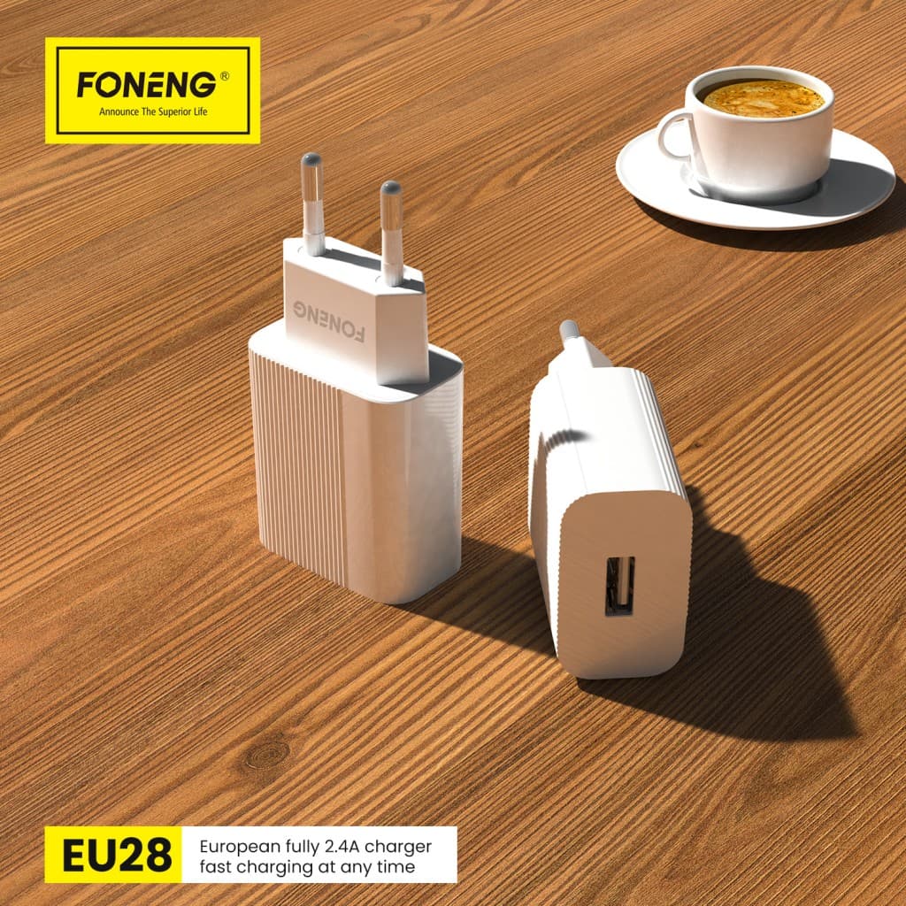 Nabíječka Foneng EU28 - USB - 2.4A s kabelem USB typu C bílá - náhled 5