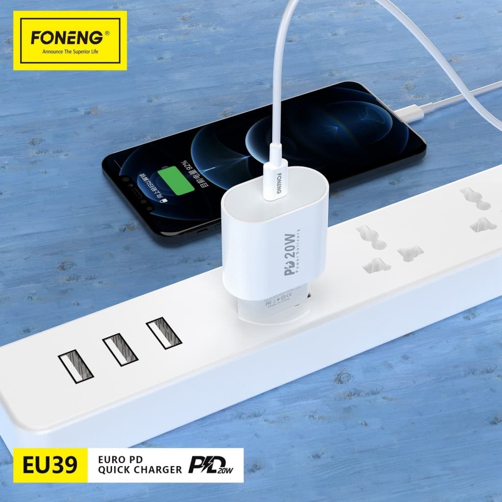 Adaptér Foneng EU39 - Typ C - 20W 3A bílý - náhled 5