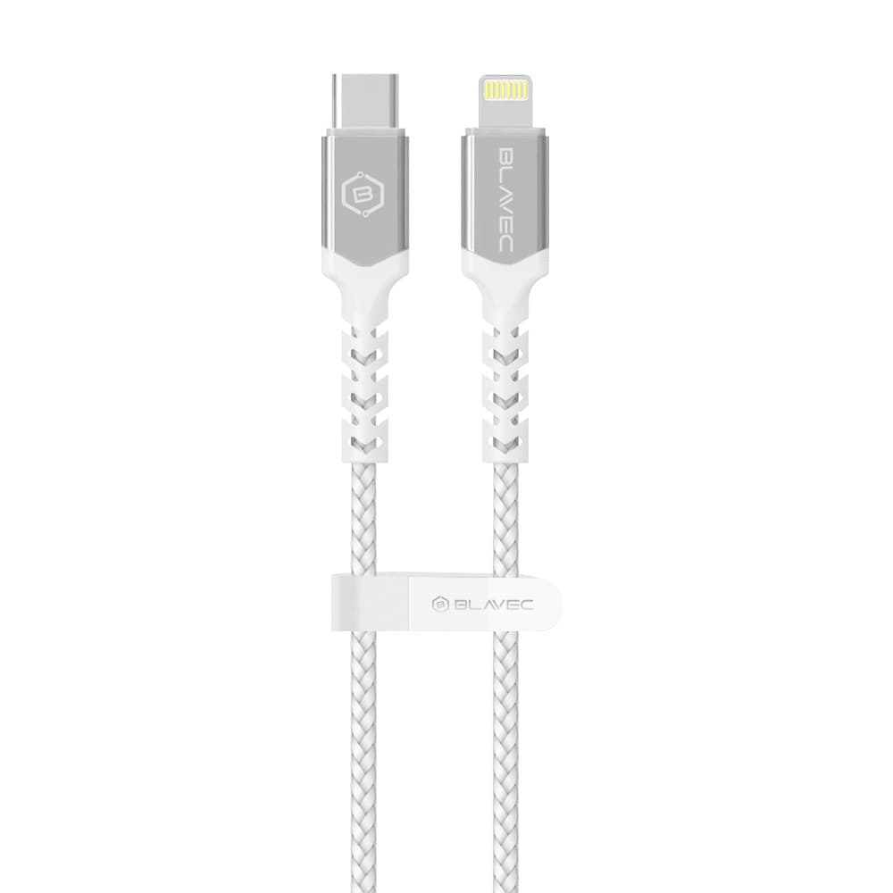 Datový kabel Blavec Raptor Braided - Type C to Lightning - PD 20W 2,4A 3m (CRA-CL24WS30) bílo-stříbrný - náhled 5