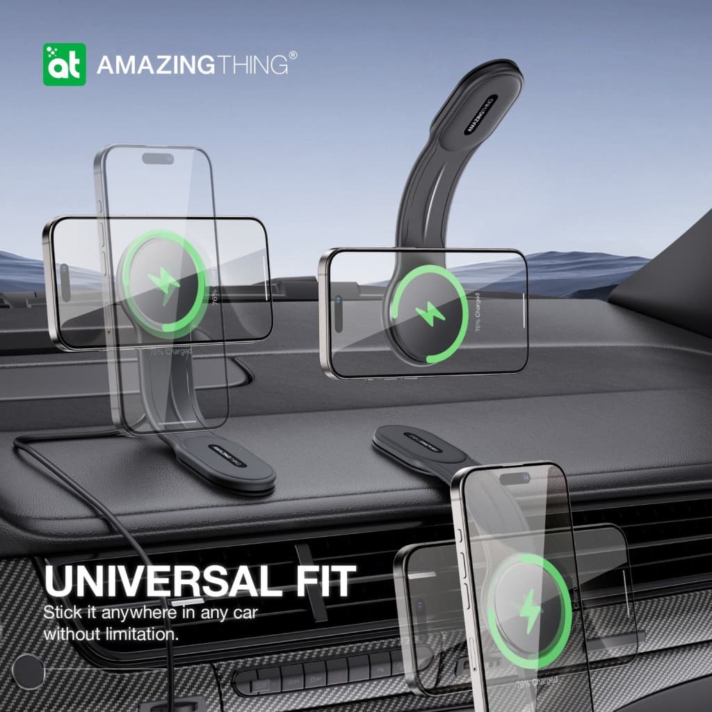 Držák do auta Amazing Thing Explorer Pro Magnetic MCARPC s bezdrátovým nabíjením na palubní desku černý - náhled 5