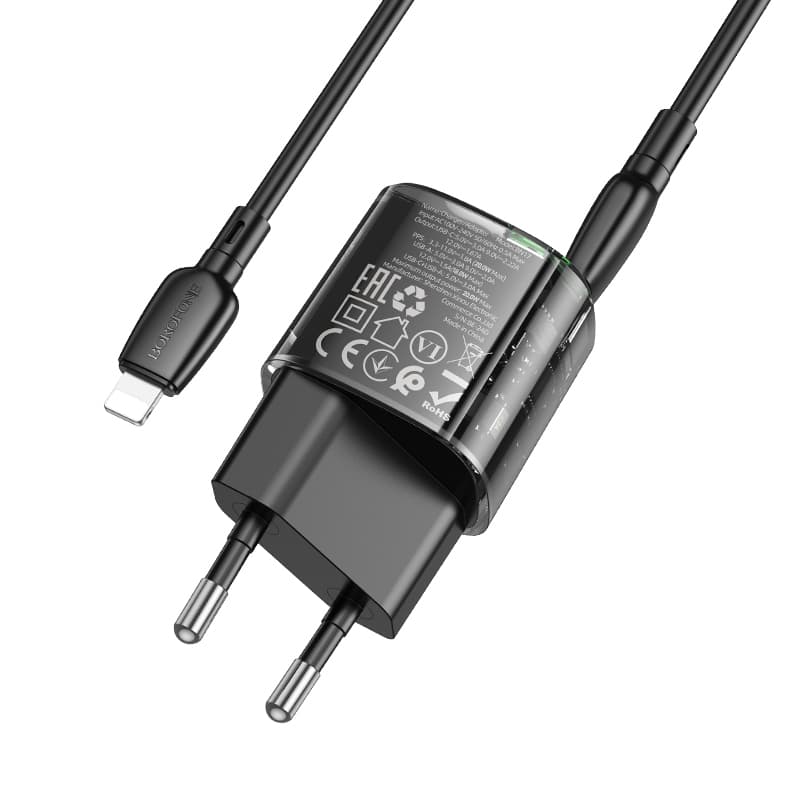Rychlonabíječka Borofone BN17 Sunlight + datový kabel Lightning Dual 20W černá - náhled 5