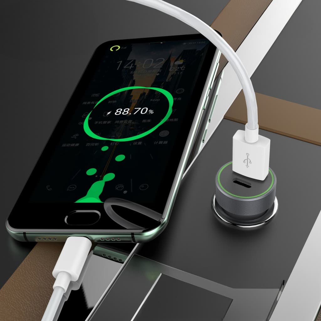 Adaptér do auta Foneng C16 s funkcí rychlonabíjení Dual 30W 3A stříbrný - náhled 5