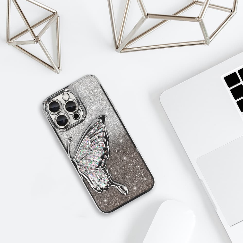 Zadní kryt Tel Protect Butterfly Water pro iPhone 13 Pro Max stříbrný - náhled 5
