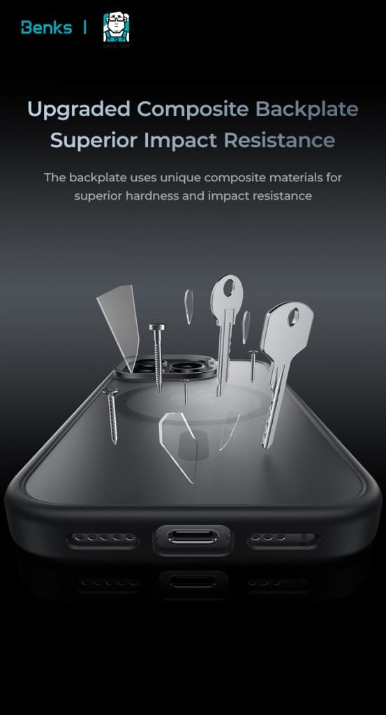 Zadní kryt Benks Magnetic Mist Metal Frame pro iPhone 16 Plus black - náhled 5