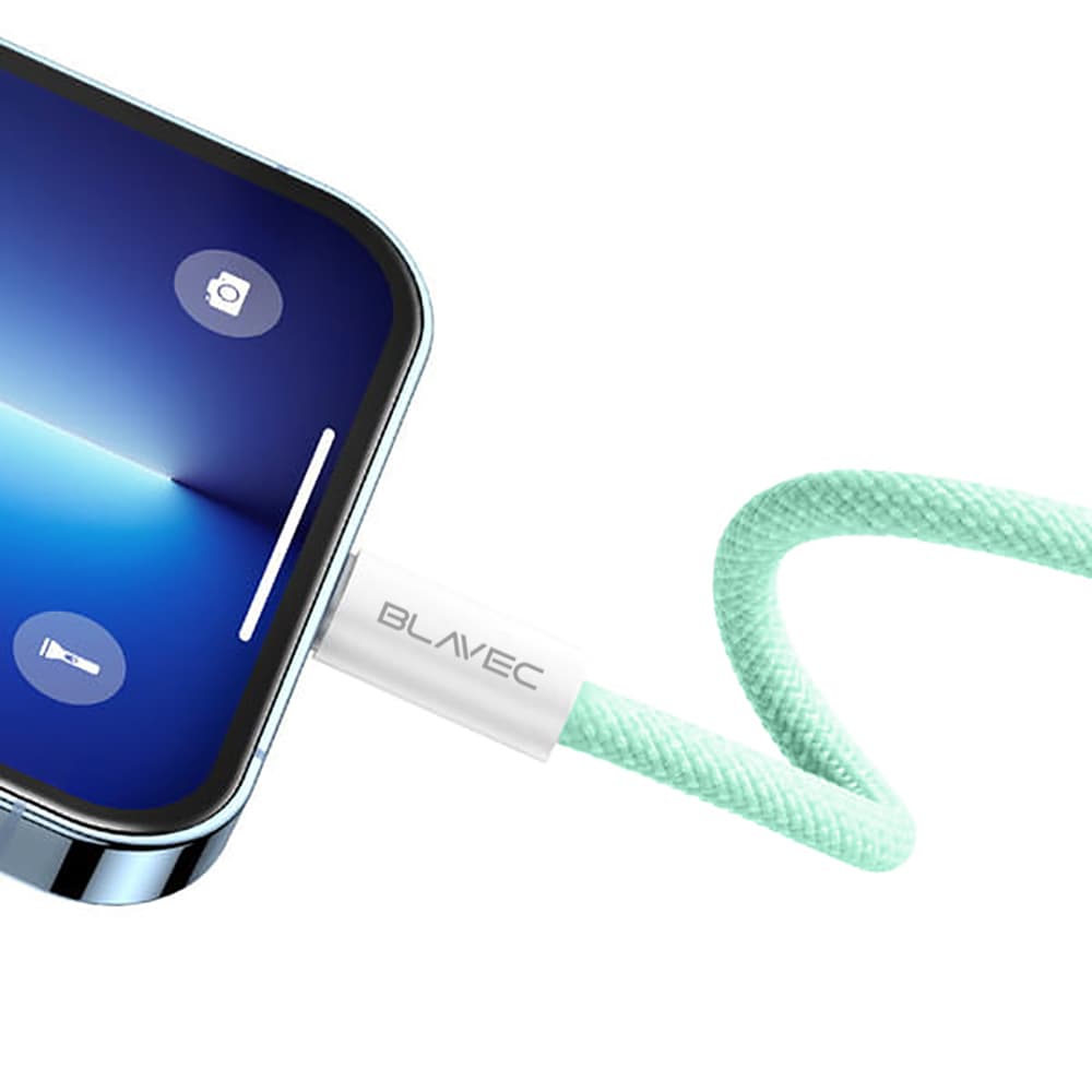 Datový kabel Blavec Candy Braided USB-A - Lightning 2,4A 3m (CCA-UL24GN30) zelený - náhled 5