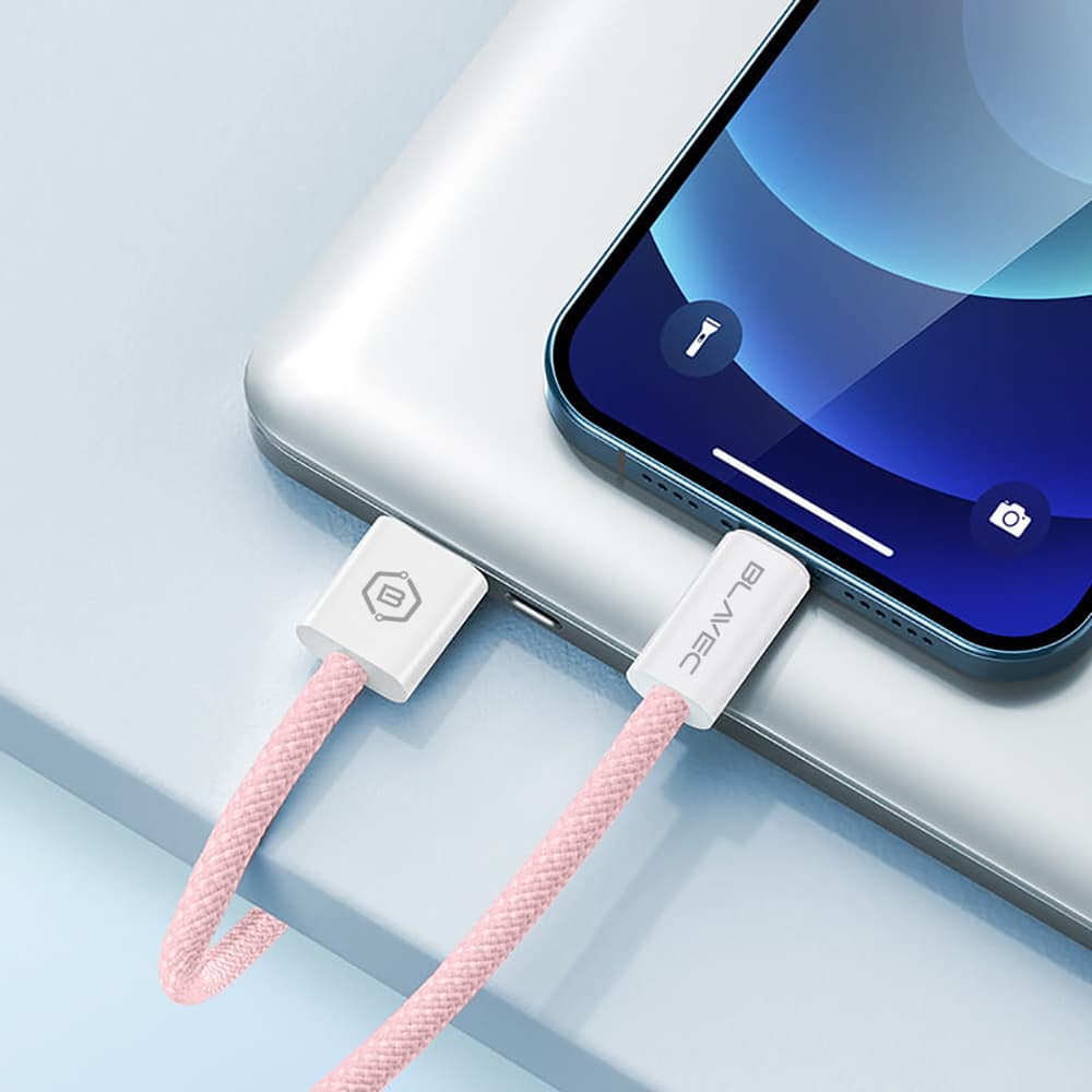 Datový kabel Blavec Candy Braided USB-A - Lightning 2,4A 2m (CCA-UL24P20) růžový - náhled 5