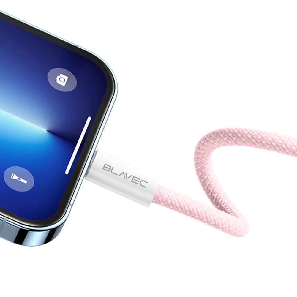 Datový kabel Blavec Candy Braided USB-A - Lightning 2,4A 1m (CCA-UL24P10) růžový - náhled 5