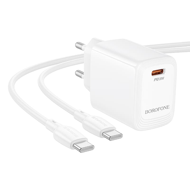 Rychlonabíječka Borofone BN26 Fuente s datovým kabelem USB-C 20W bílá - náhled 5