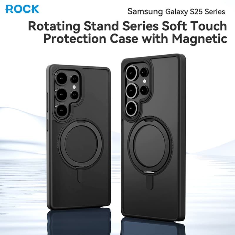 Zadní kryt Rock Rotating Stand Soft Touch Series Magnetic pro Samsung Galaxy S25 černý - náhled 5