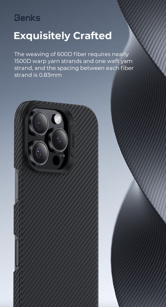 Zadní kryt Benks Magnetic Armor Air Kevlar PC Frame 600D (E065) pro iPhone 16 Pro black - náhled 5