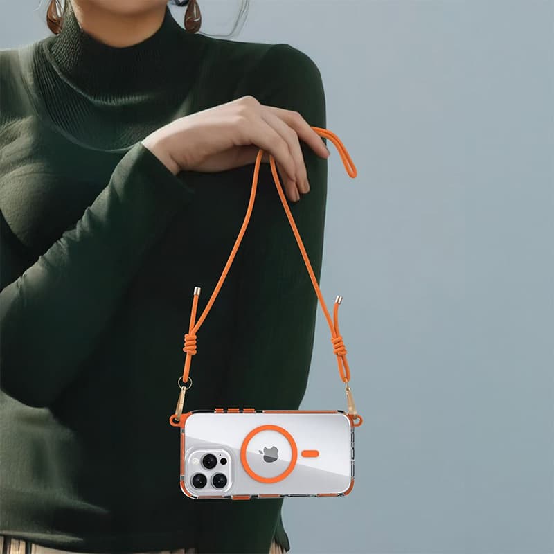 Zadní kryt Tel Protect Strap Clear pro iPhone 15 orange - náhled 5