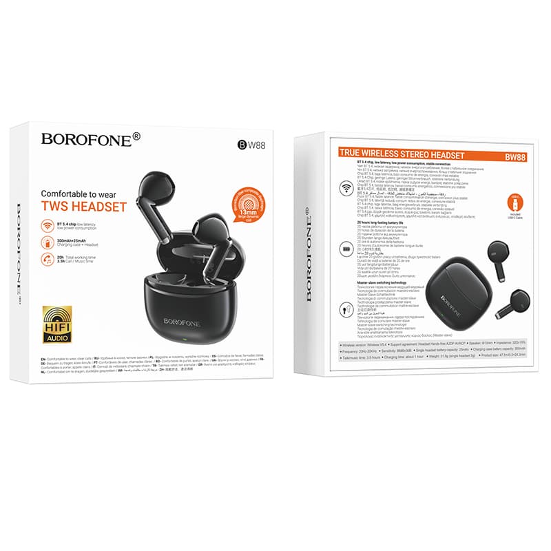 Bezdrátová sluchátka Borofone TWS Bluetooth BW88 Deep Rhyme black - náhled 5
