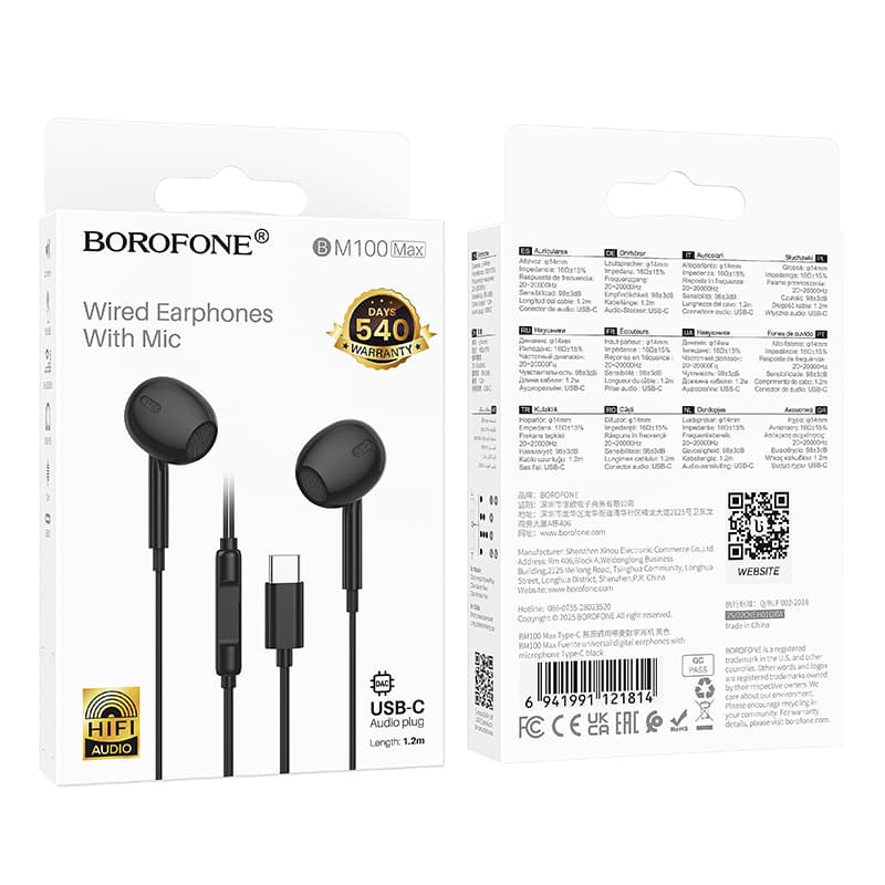 Sluchátka Borofone BM100 Max Fuente microphone USB-C (DAC) black - náhled 5