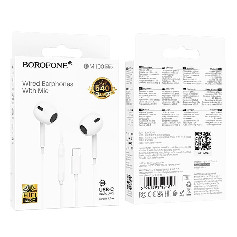 Sluchátka Borofone BM100 Max Fuente s mikrofonem Type C (DAC) bílá - náhled 5