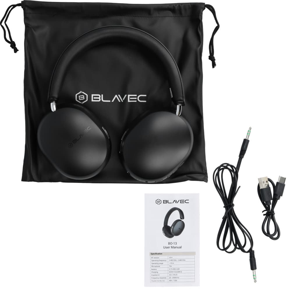 Bezdrátová sluchátka Blavec Over-ear BO-13 Bass Aceonix ANC (BO13-B) black - náhled 5