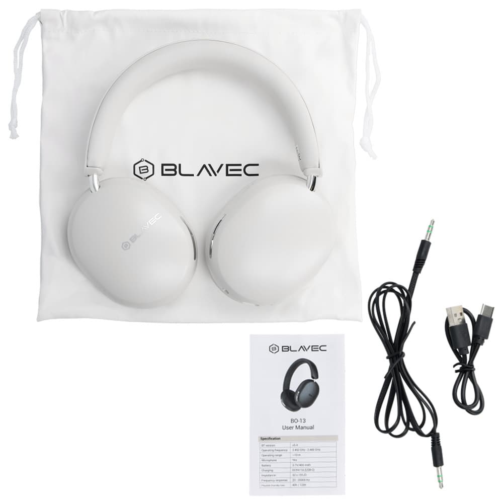 Bezdrátová sluchátka Blavec Over-ear BO-13 Bass Aceonix ANC (BO13-W) white - náhled 5