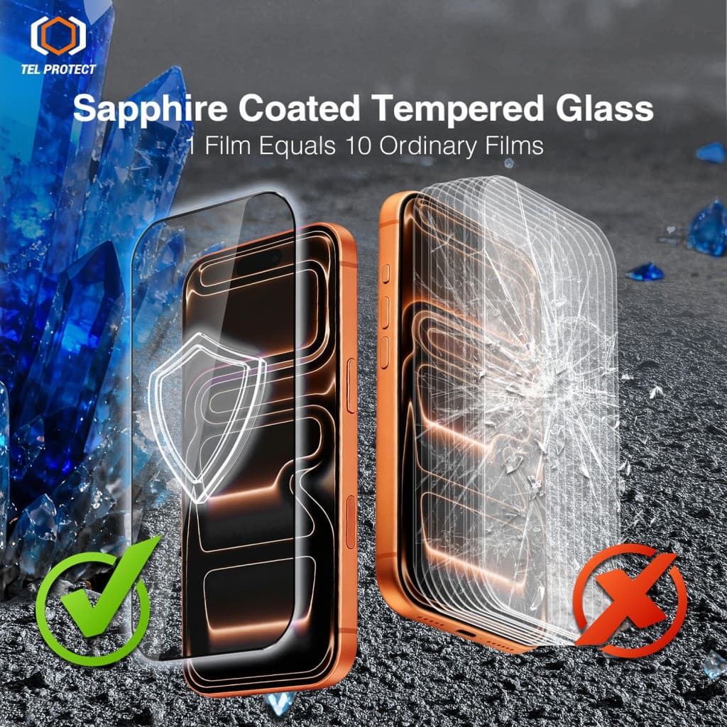 Tvrzené sklo Tel Protect 10X HD DLC Diamond Coating pro iPhone 15 Pro - náhled 5