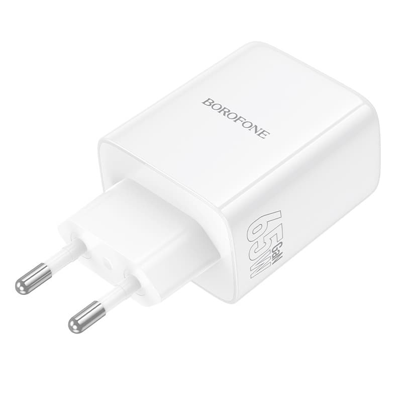 Adaptér Borofone BN32 Cargador GaN – USB + 2×Type C – QC 3.0 PD 65W bílý - náhled 5