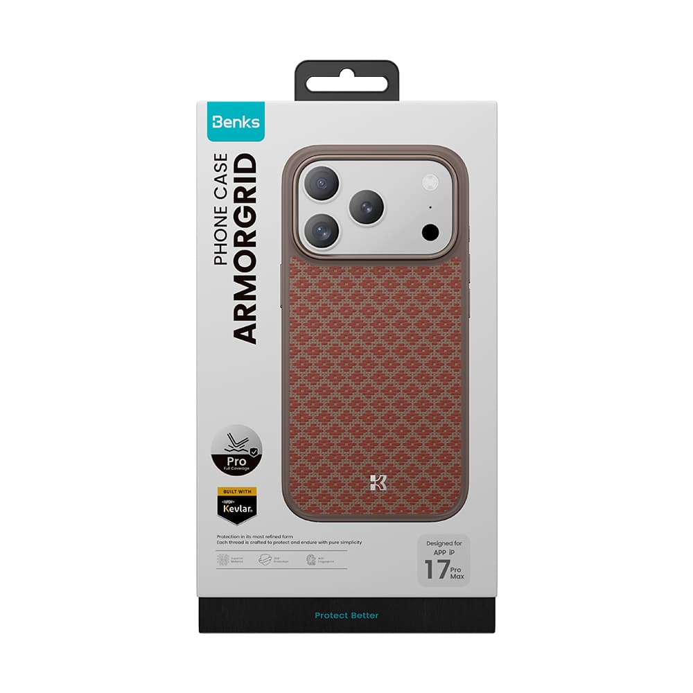 Kryt Benks Magnetic Armor Pro Armor Grid Kevlar Metal Frame 600D (YB70) pro iPhone 17 Pro Max oranžový - náhled 5