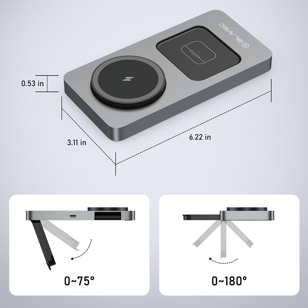 Bezdrátová nabíječka Blavec BQI-05 Qi 15W Magnetic Magsafe 3v1 UniCharge (BQI05-QIMS) stříbrná - náhled 5